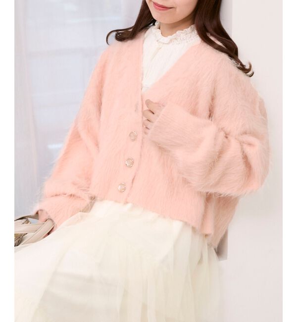  「ふわふわVネックショートカーデ」|カーディガン|