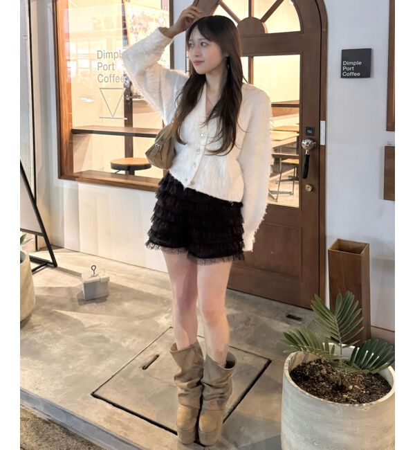  「ふわふわVネックショートカーデ」|カーディガン|