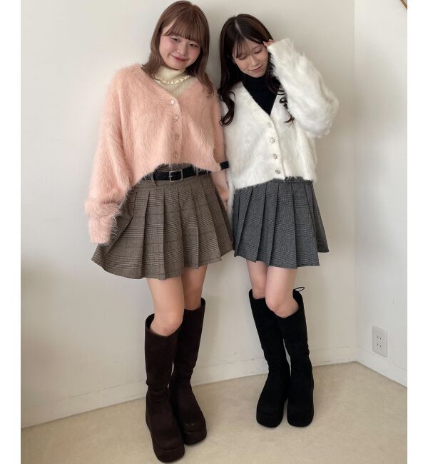  「ふわふわVネックショートカーデ」|カーディガン|