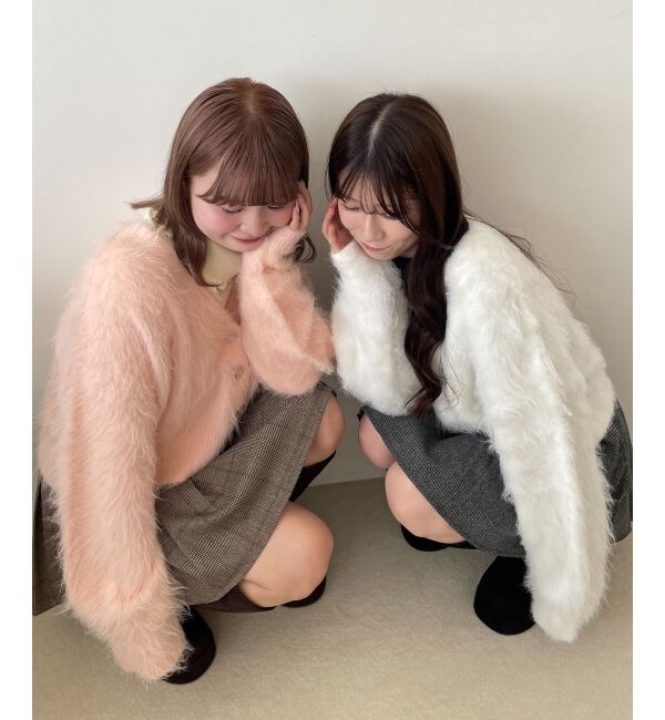  「ふわふわVネックショートカーデ」|カーディガン|