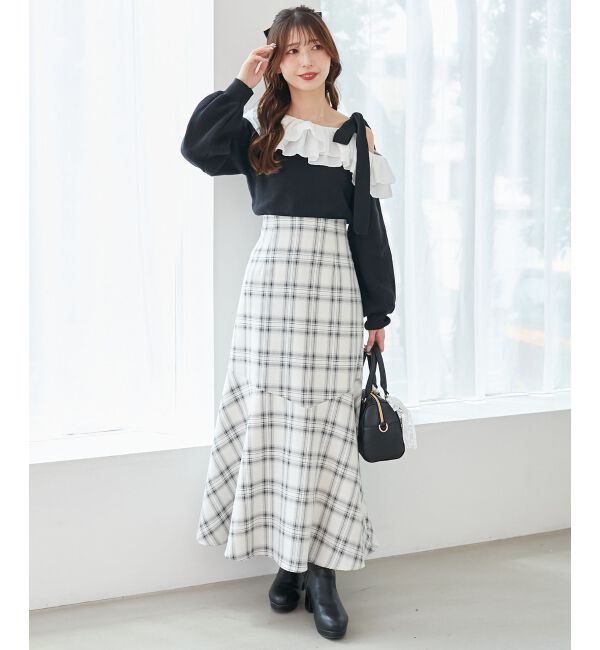  「フリルワンショル肩リボンニット」|ニット・セーター|