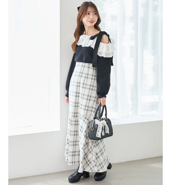  「フリルワンショル肩リボンニット」|ニット・セーター|