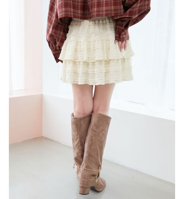  「カットレースフリルミニスカパン」|スカート|
