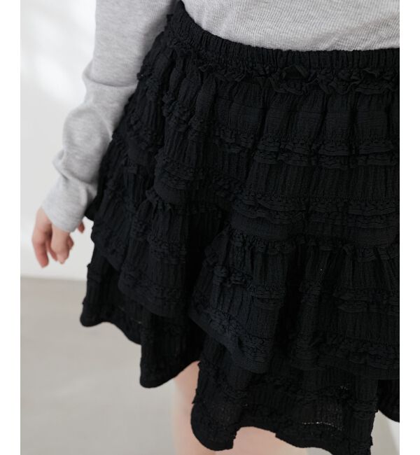  「カットレースフリルミニスカパン」|スカート|