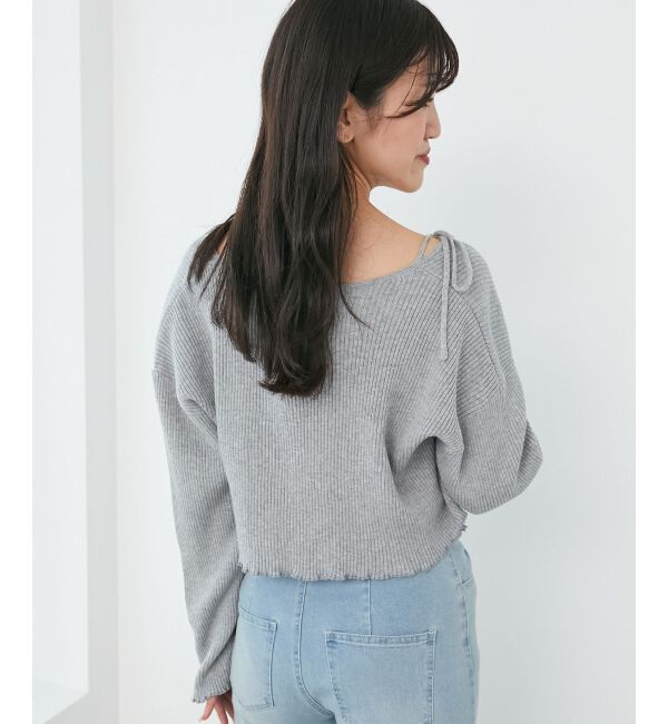  「ダイヤ柄ビジューキャミセットカーデ」|カーディガン|