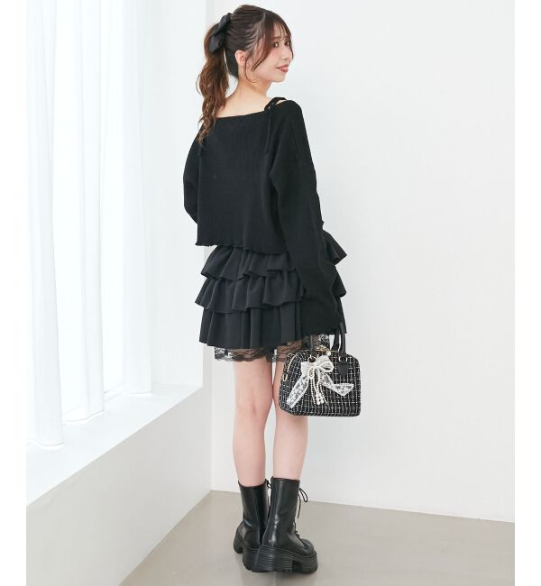  「ダイヤ柄ビジューキャミセットカーデ」|カーディガン|