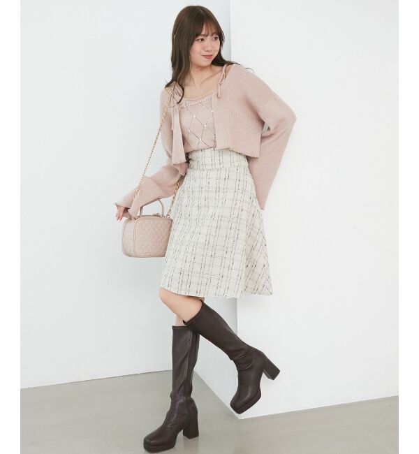  「ダイヤ柄ビジューキャミセットカーデ」|カーディガン|