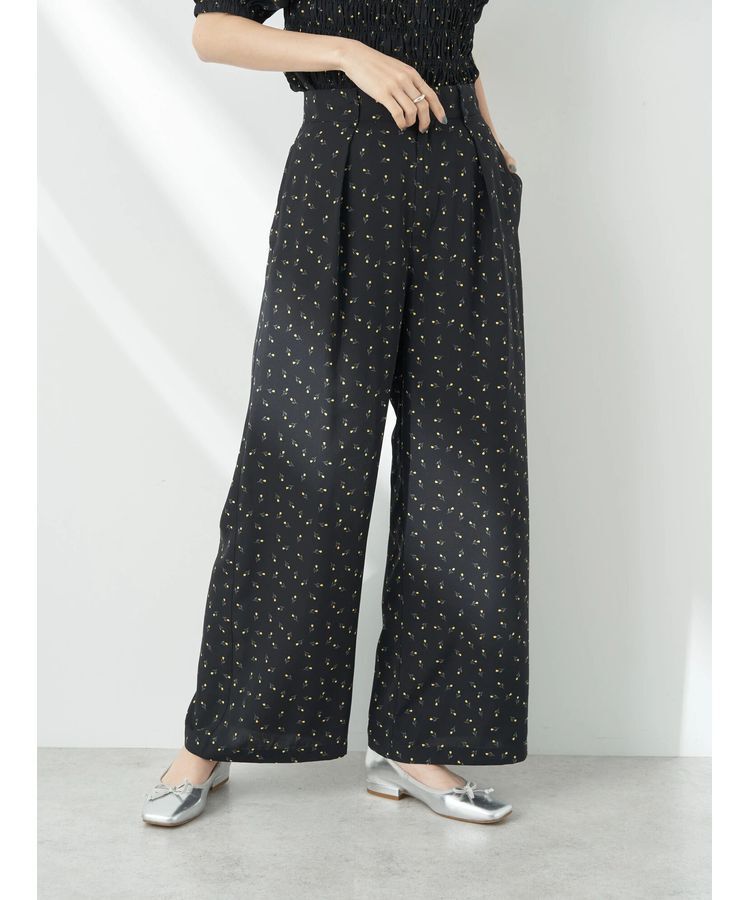 earth music&ecology「花柄ワイドパンツ」|その他|Black