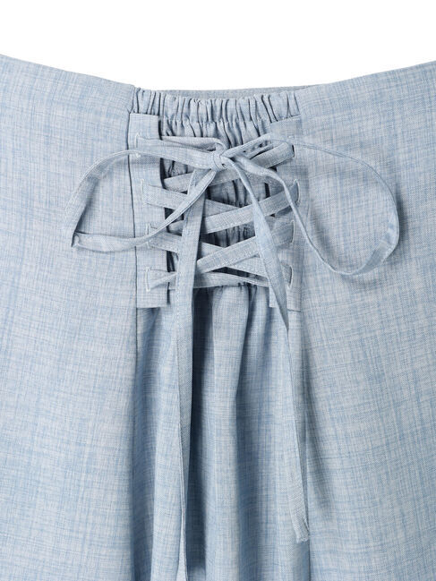 earth music&ecology「アシメペプラムフレアバックレースミディ丈スカート」|フレア|