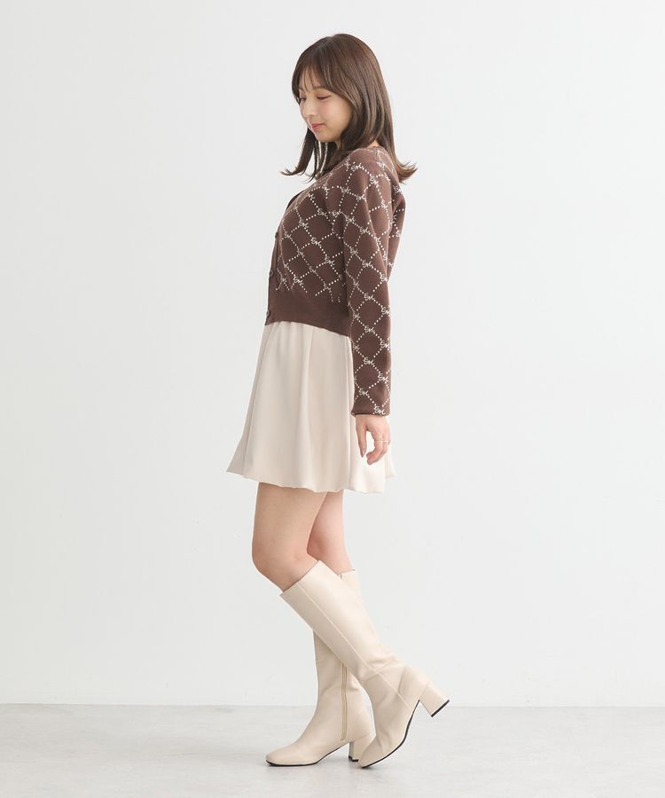 earth music&ecology「モノグラムコンパクトニットカーディガン」|カーディガン|