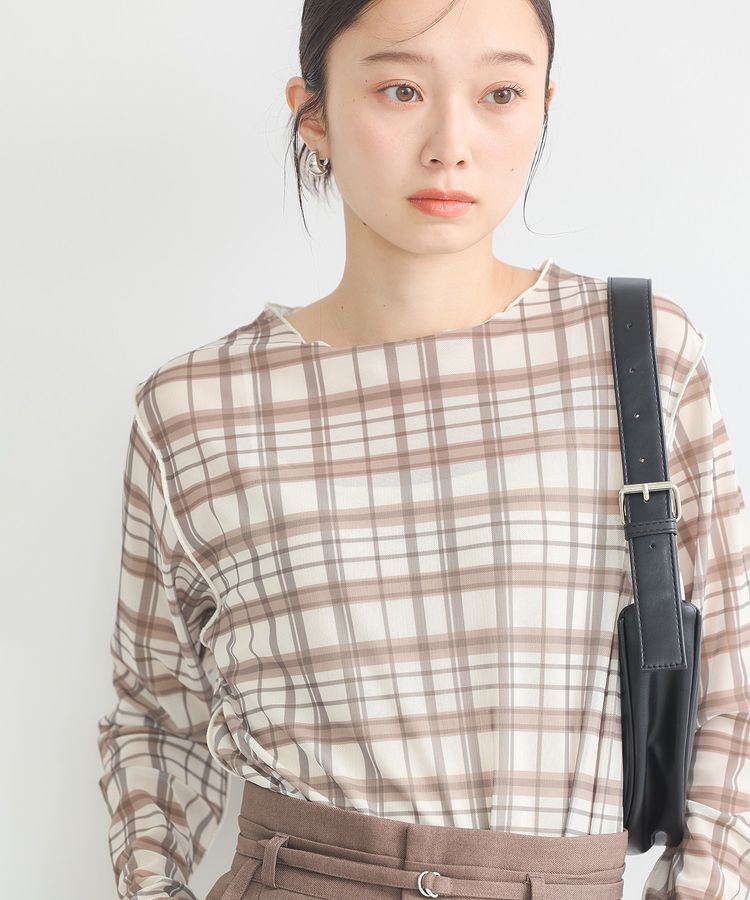 earth music&ecology「シアーチェックプルオーバー」|Tシャツ・カットソー|Beige