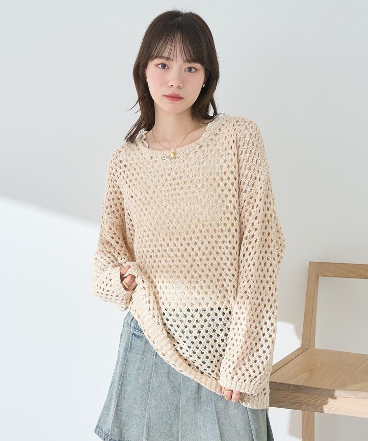 earth music&ecology「カラーメッシュプルオーバー」|チュニック|