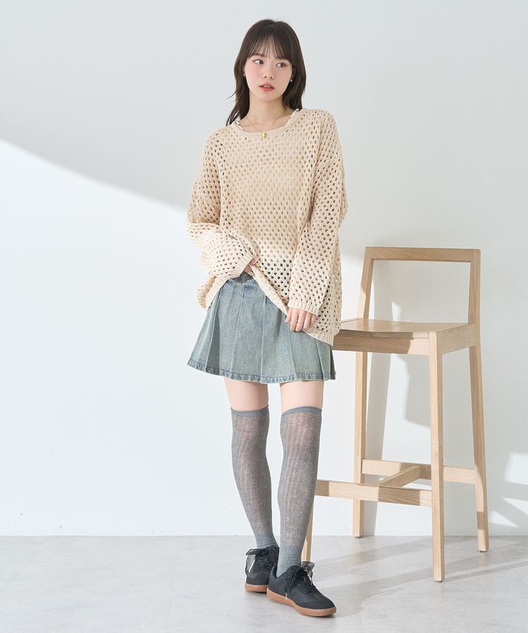 earth music&ecology「カラーメッシュプルオーバー」|チュニック|