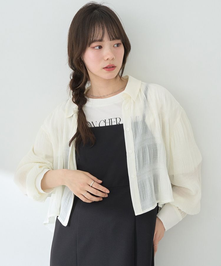 earth music&ecology「マジョリカプリーツショートシャツ」|シャツ・ブラウス|Ivory