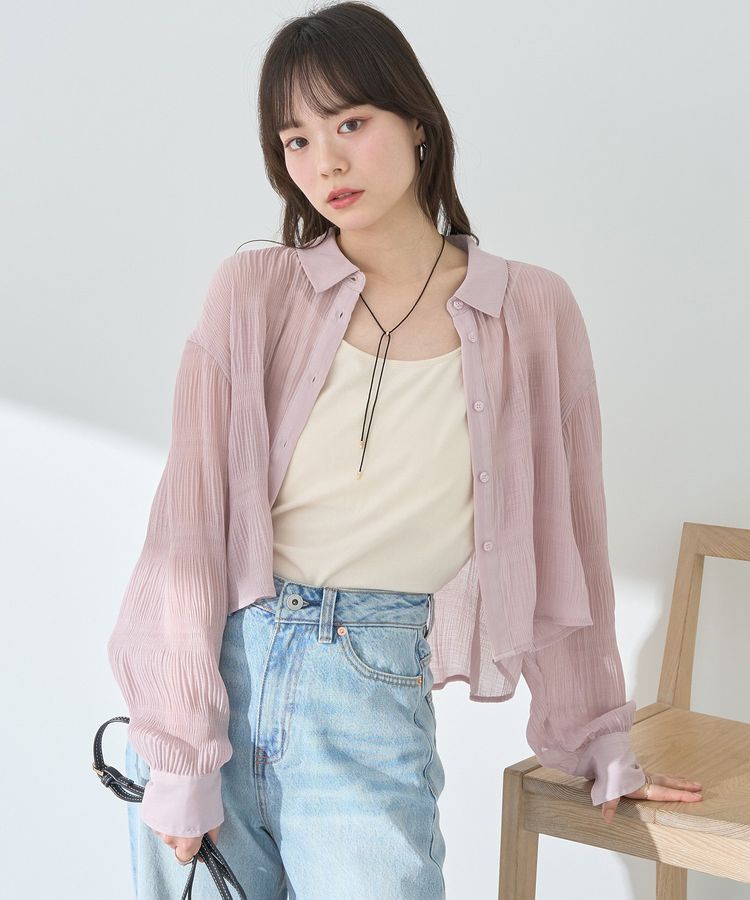 earth music&ecology「マジョリカプリーツショートシャツ」|シャツ・ブラウス|