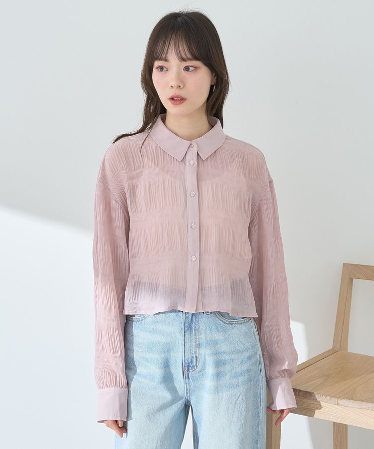 earth music&ecology「マジョリカプリーツショートシャツ」|シャツ・ブラウス|