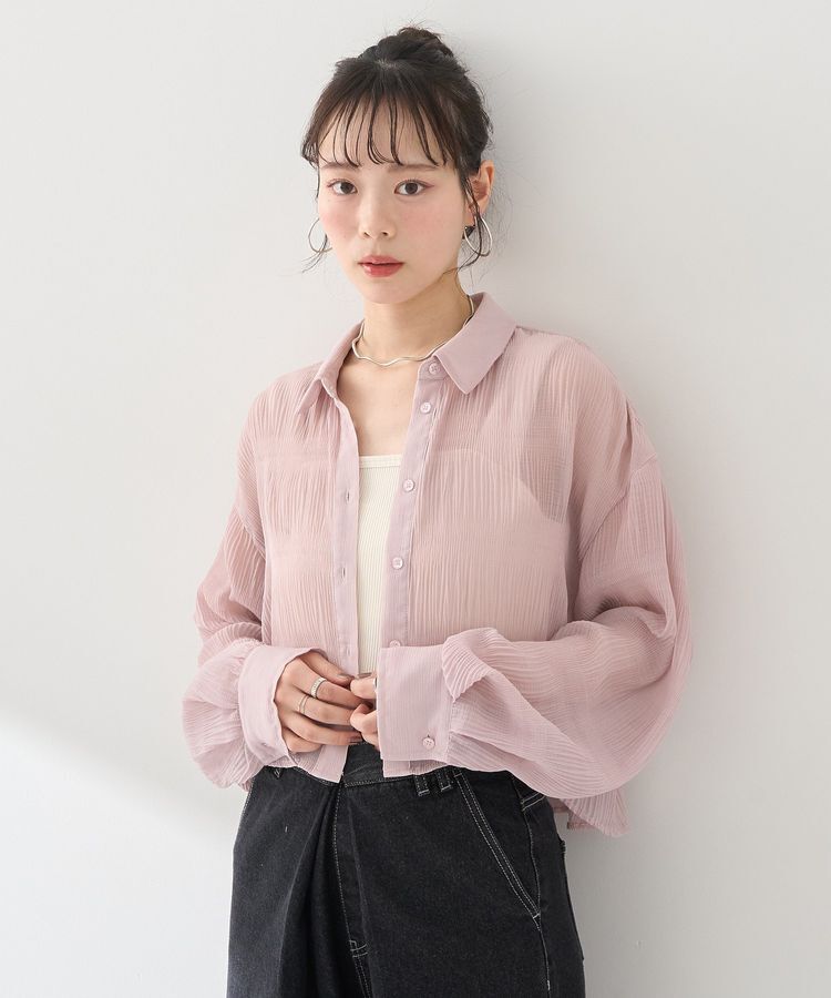 earth music&ecology「マジョリカプリーツショートシャツ」|シャツ・ブラウス|