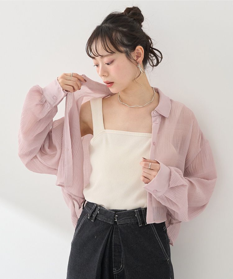 earth music&ecology「マジョリカプリーツショートシャツ」|シャツ・ブラウス|