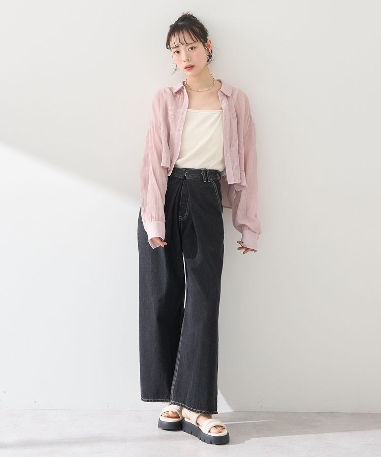 earth music&ecology「マジョリカプリーツショートシャツ」|シャツ・ブラウス|