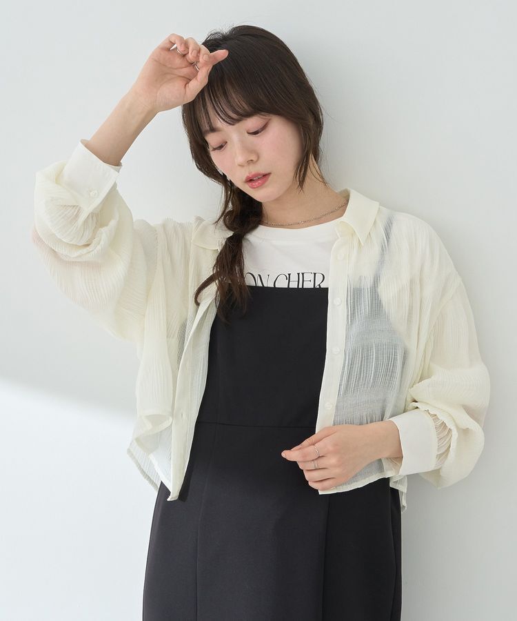 earth music&ecology「マジョリカプリーツショートシャツ」|シャツ・ブラウス|