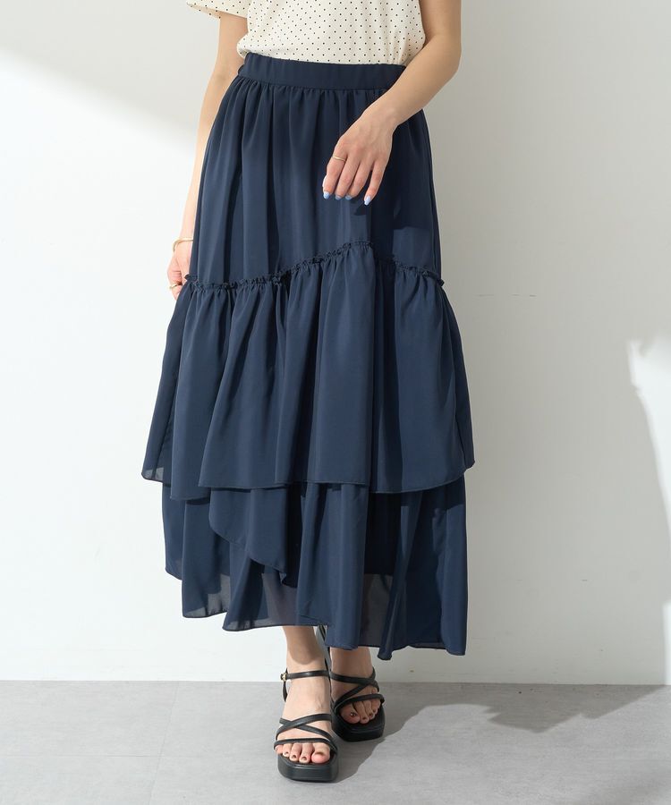 earth music&ecology「ティアードヘムフレアスカート」|フレア|Navy