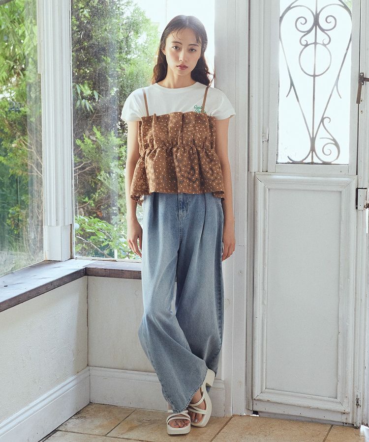 earth music&ecology「キラキラフラワー刺繍ビスチェ」|ベスト・ジレ|