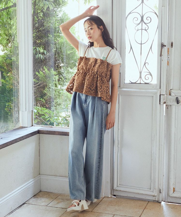 earth music&ecology「キラキラフラワー刺繍ビスチェ」|ベスト・ジレ|