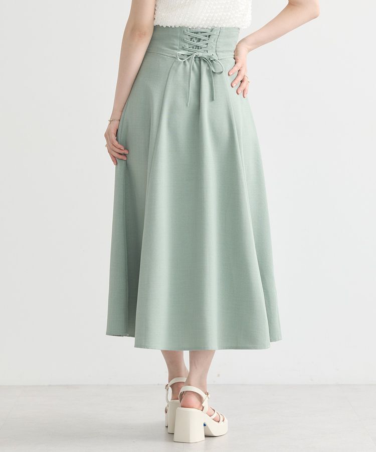 earth music&ecology「バックレースアップスカート」|フレア|Light Green