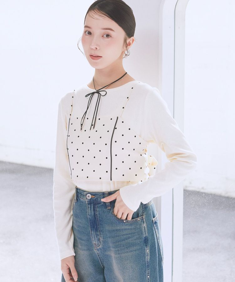 earth music&ecology「2WAYドットリボンビスチェ」|ベスト・ジレ|Ivory