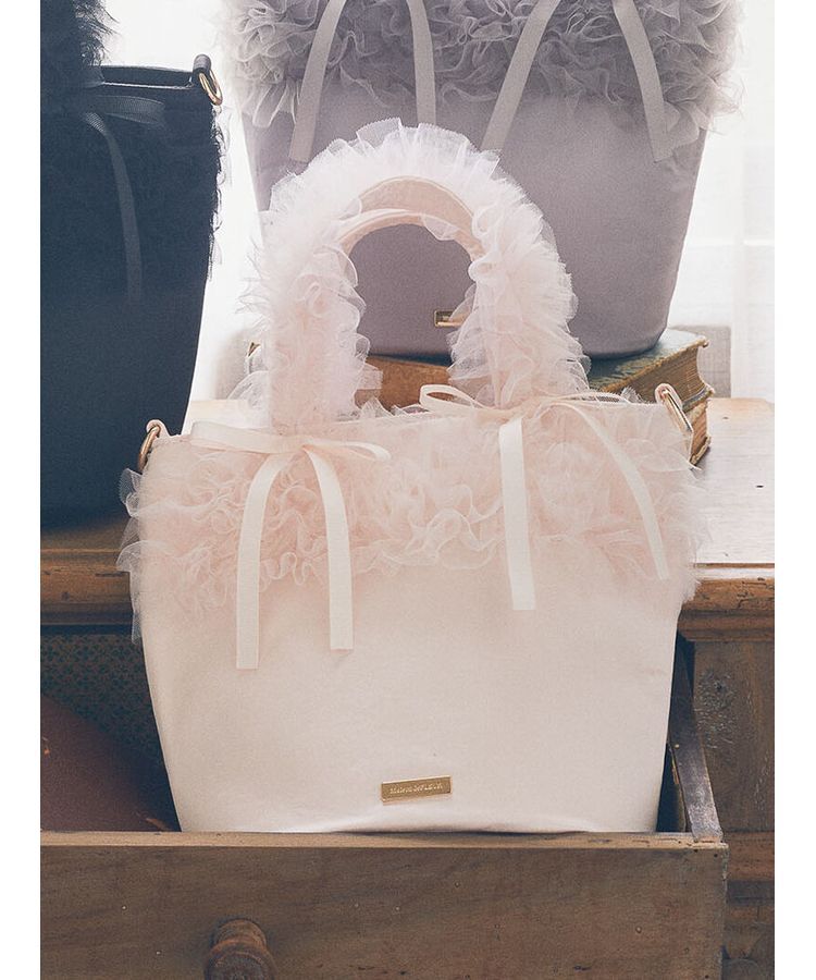 Maison de FLEUR「チュールフリルハンドル2Wayトートバッグ」|トートバッグ|ライトピンク