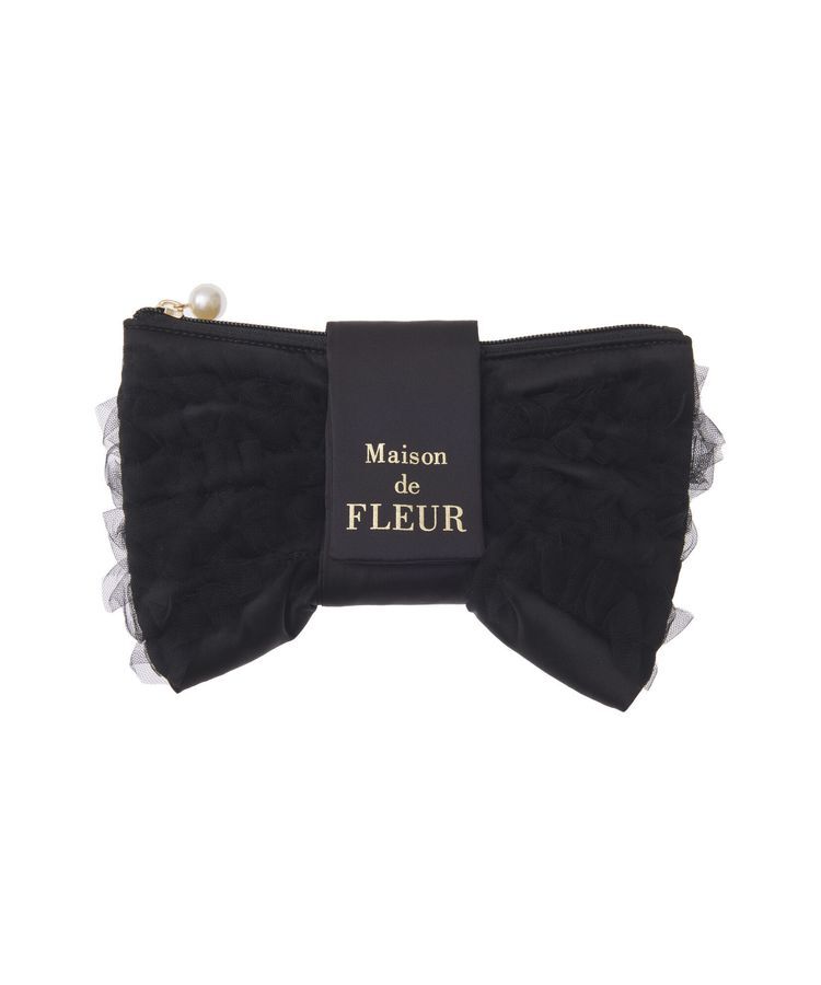 Maison de FLEUR「チュールフリルリボンポーチ」|ポーチ|
