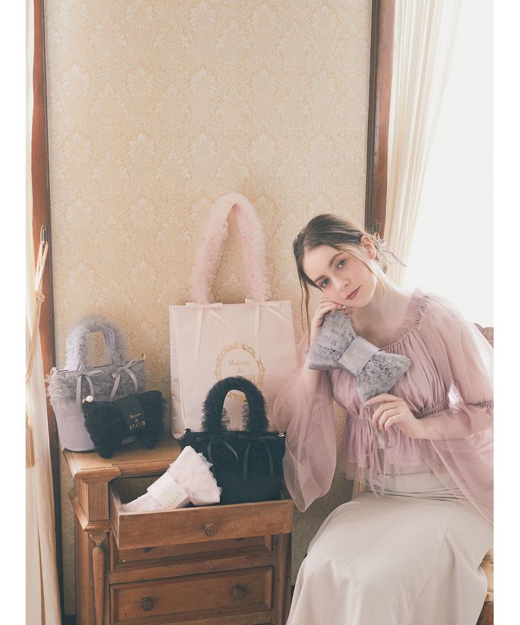 Maison de FLEUR「チュールフリルリボンポーチ」|ポーチ|