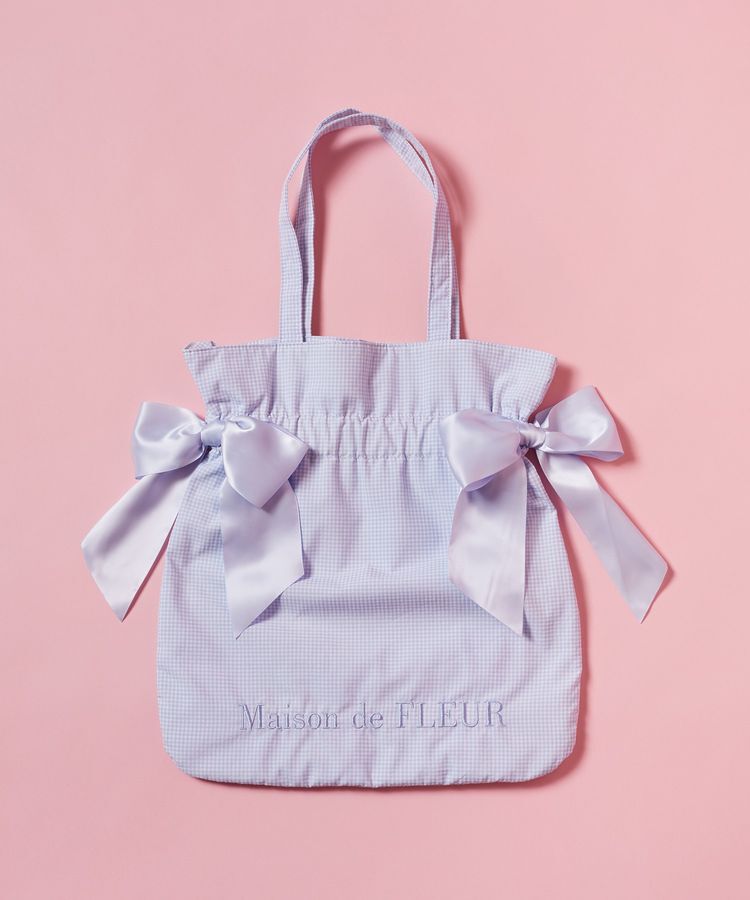 Maison de FLEUR「ギンガムチェックダブルリボントートバッグ」|トートバッグ|サックスブルー