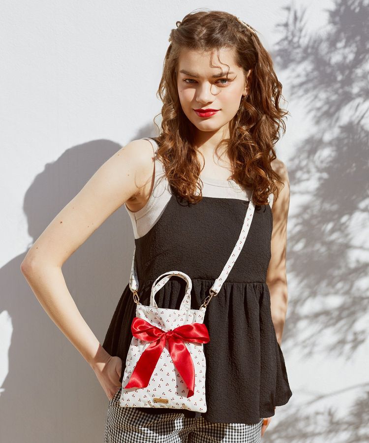 Maison de FLEUR「チェリープリントミニリボン2Wayバッグ」|ポーチ|