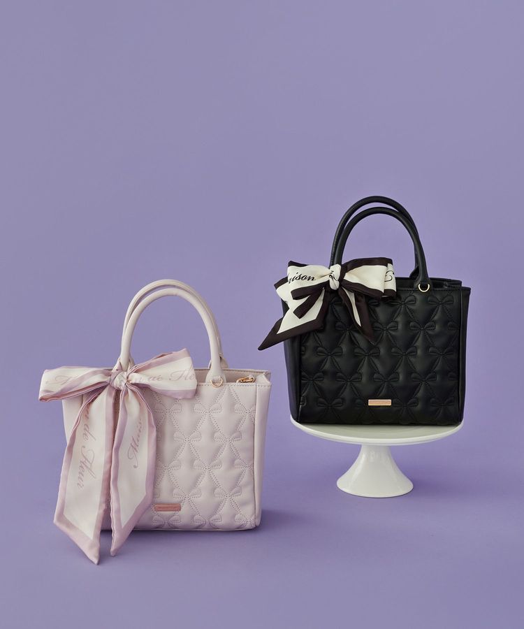 Maison de FLEUR「スカーフ付きリボンキルティング2Wayトート」|トートバッグ|