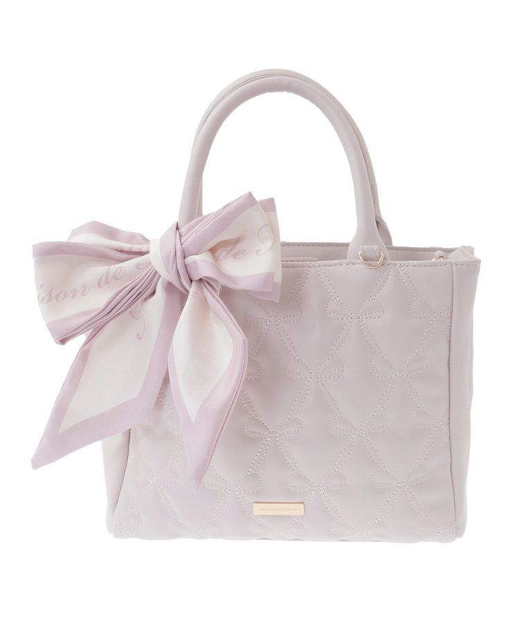 Maison de FLEUR「スカーフ付きリボンキルティング2Wayトート」|トートバッグ|
