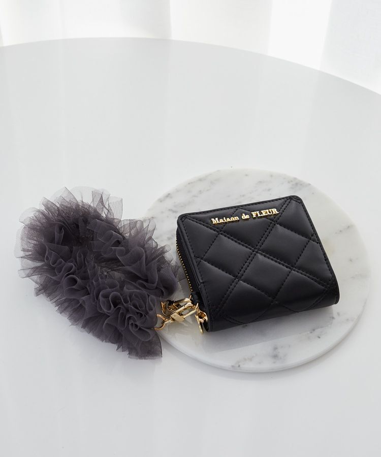 Maison de FLEUR「チュールストラップウォレット」|財布|ブラック