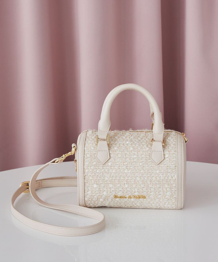 Maison de FLEUR「LINTONツイード2Wayミニボストンバッグ」|ハンドバッグ|アイボリー