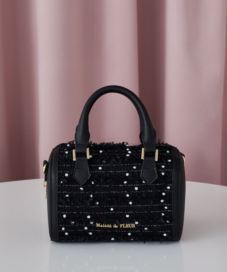Maison de FLEUR「LINTONツイード2Wayミニボストンバッグ」|ハンドバッグ|ブラック