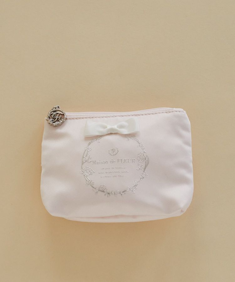 Maison de FLEUR「サテンリボンティッシュケース」|ポーチ|ライトピンク