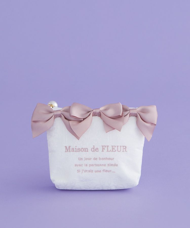 Maison de FLEUR「ジャカードリボンポーチ」|ポーチ|アイボリー