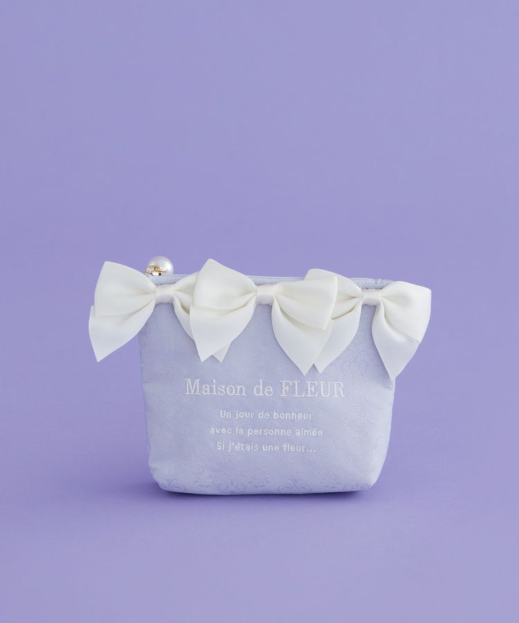 Maison de FLEUR「ジャカードリボンポーチ」|ポーチ|ブルー