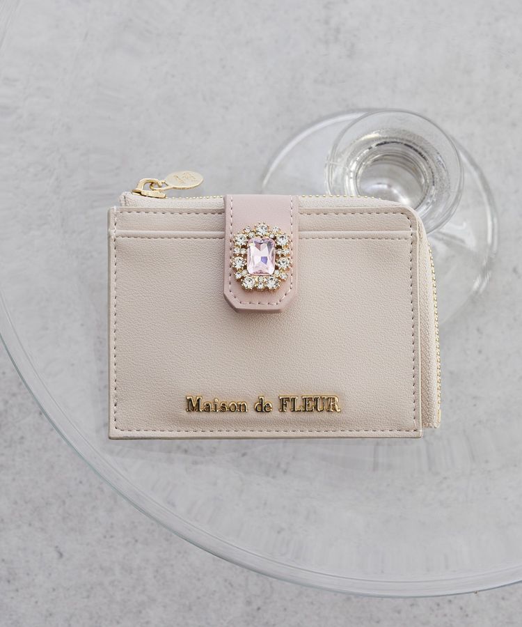 Maison de FLEUR「配色ビジューフラグメントケース」|財布|ピンク