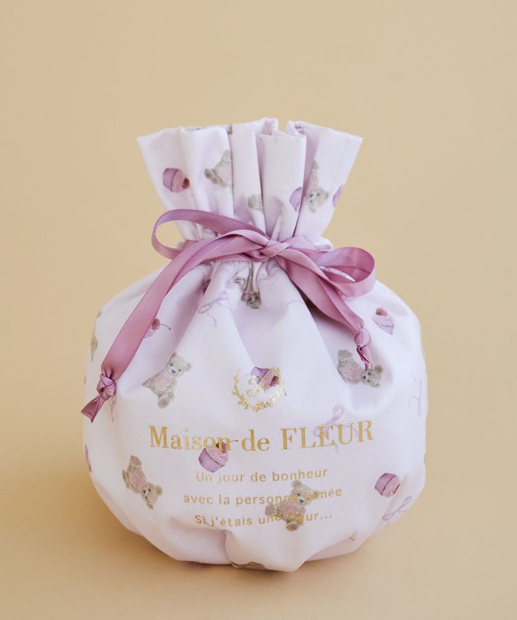 Maison de FLEUR「ベア総柄巾着ポーチ」|ポーチ|