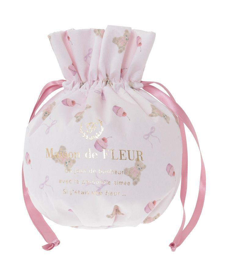 Maison de FLEUR「ベア総柄巾着ポーチ」|ポーチ|