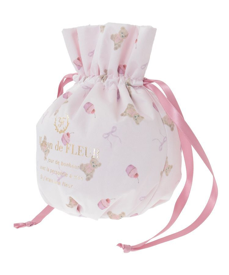 Maison de FLEUR「ベア総柄巾着ポーチ」|ポーチ|