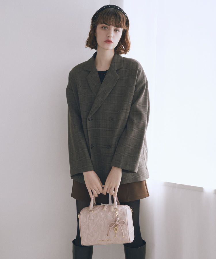 Maison de FLEUR「チャーム付きリボンキルティングボストンバッグ」|ハンドバッグ|