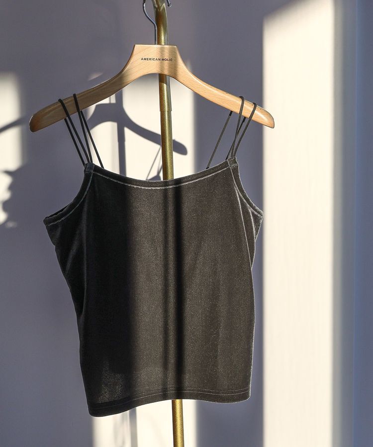 AMERICAN HOLIC「カップ付き ベロアショートキャミソール」|インナー|