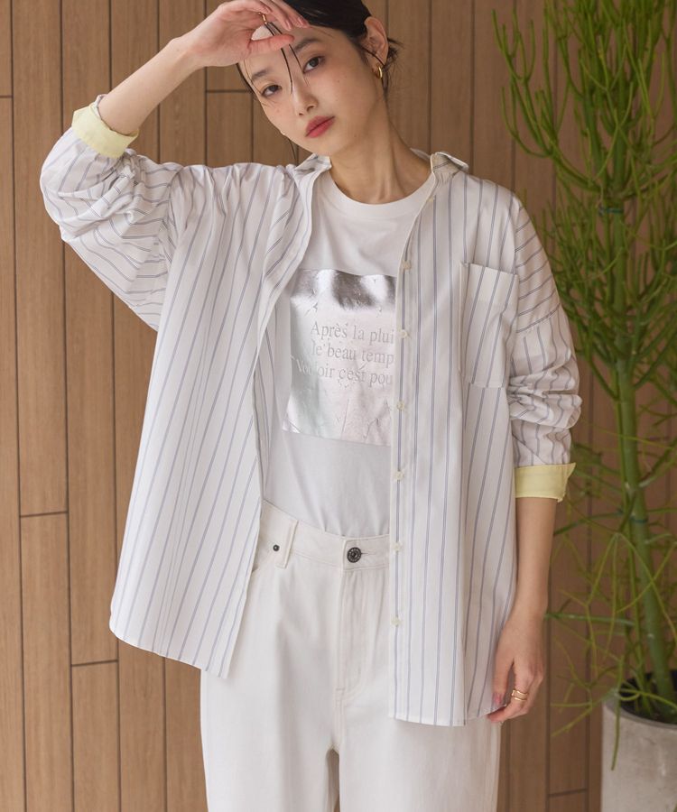 AMERICAN HOLIC「イージーケア配色ポイントロングシャツ/チュニック」|シャツ・ブラウス|