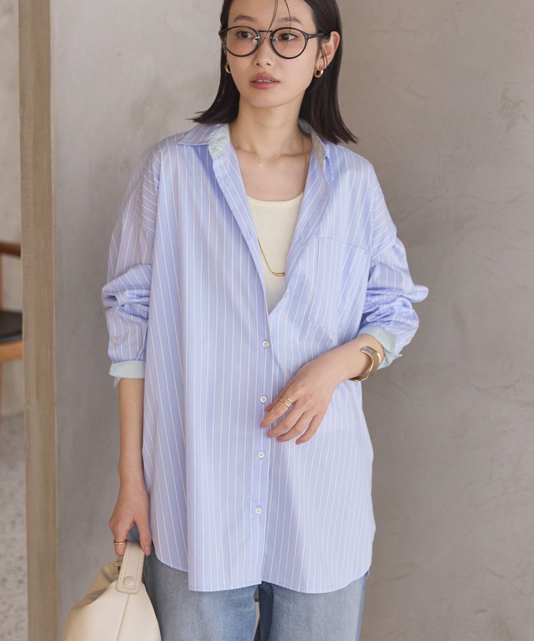 AMERICAN HOLIC「イージーケア配色ポイントロングシャツ/チュニック」|シャツ・ブラウス|